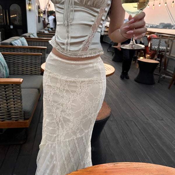 Isolde Ethereal Floral Lace Mermaid Skirt