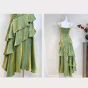 Sora Celestial Green Tiered Ruffles Maxi Dress