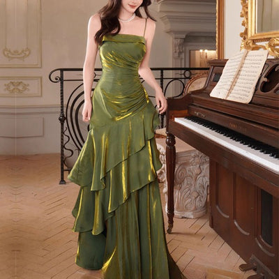 Sora Celestial Green Tiered Ruffles Maxi Dress