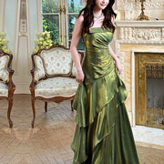 Sora Celestial Green Tiered Ruffles Maxi Dress