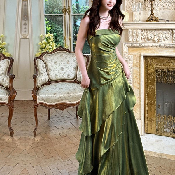 Sora Celestial Green Tiered Ruffles Maxi Dress