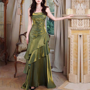Sora Celestial Green Tiered Ruffles Maxi Dress