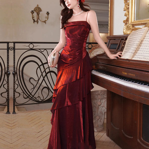 Sora Celestial Scarlet Tiered Ruffles Maxi Dress