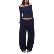 Kerrie Women’s Navy Comfy Wide Leg Sweatpants