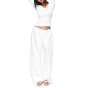 Kerrie Women’s White Comfy Wide Leg Sweatpants