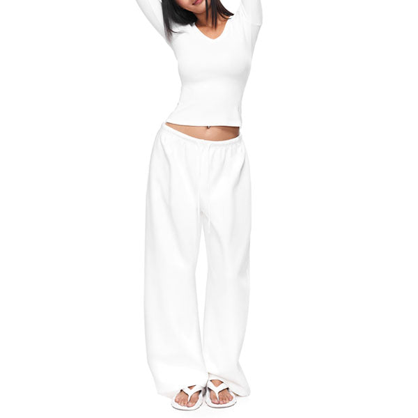 Kerrie Women’s White Comfy Wide Leg Sweatpants