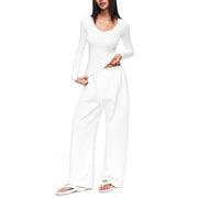 Kerrie Women’s White Comfy Wide Leg Sweatpants
