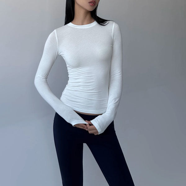 Lucia Long Sleeve Crew Neck Basic Top