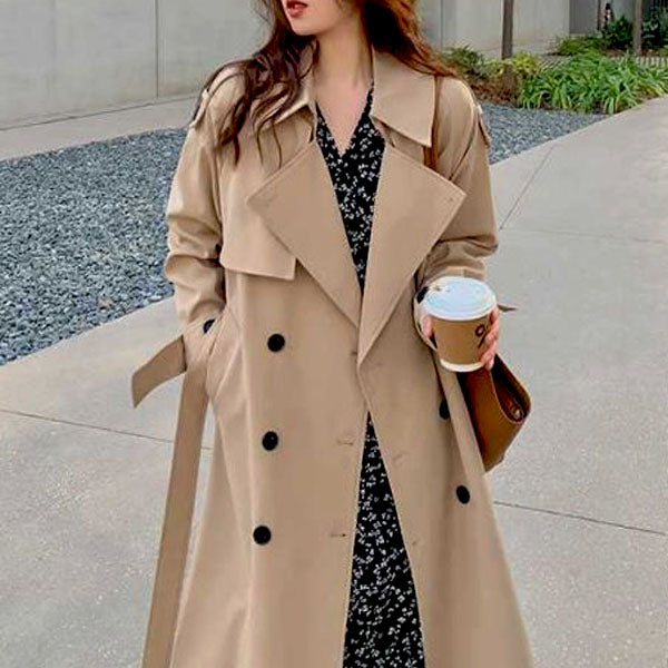 Cristal Sophisticated Essence Double Breasted Trench Coat