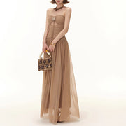 Ethena Strapless Ruched Goddess Maxi Dress