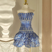 Lindsay Smocked Strapless Ruffled Mini Dress