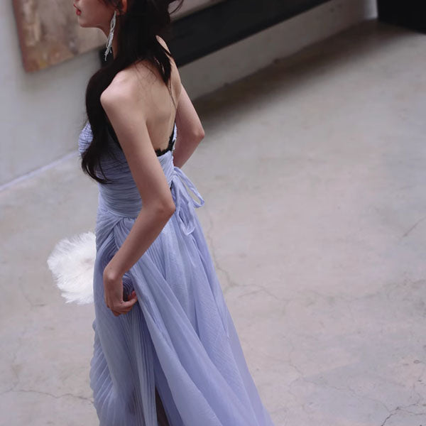 Eloise Periwinkle Blue Strapless Asymmetrical Evening Gown