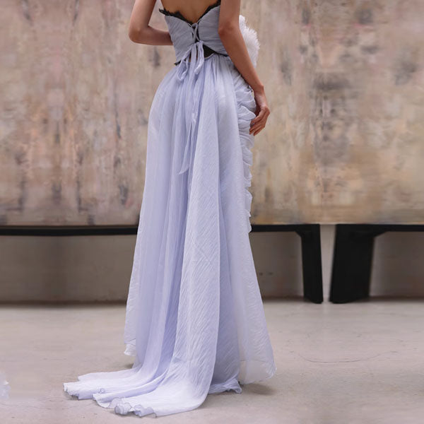Eloise Periwinkle Blue Strapless Asymmetrical Evening Gown L Eloise Periwinkle Blue Strapless Asymmetrical Evening Gown L