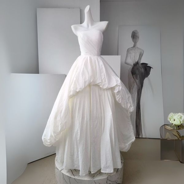 Vivienne Ethereal Strapless White Evening Dress