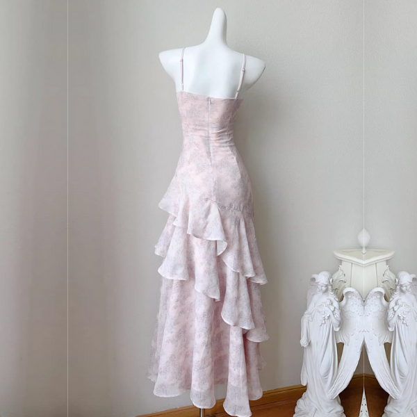 Amara Romantic Lavender Floral Tiered Ruffles Dress