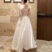 Pearline Elegant Lluminous Square Neckline Evening Dress