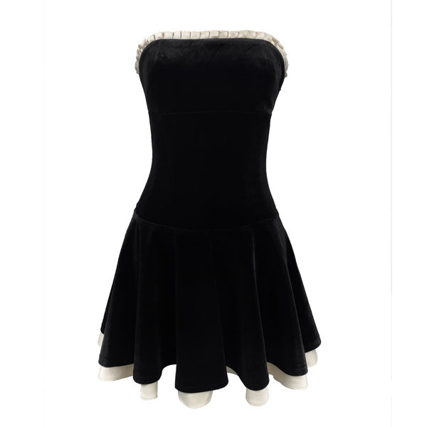 Elicia Black Velvet Strapless Mini Skater Dress