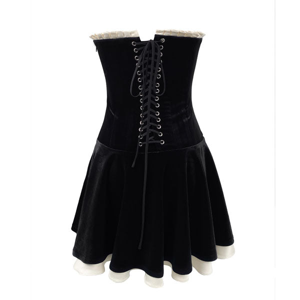 Elicia Black Velvet Strapless Mini Skater Dress