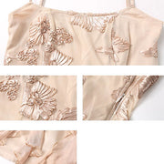 Erinda Vintage Inspired Champagne Floral Layered Dress