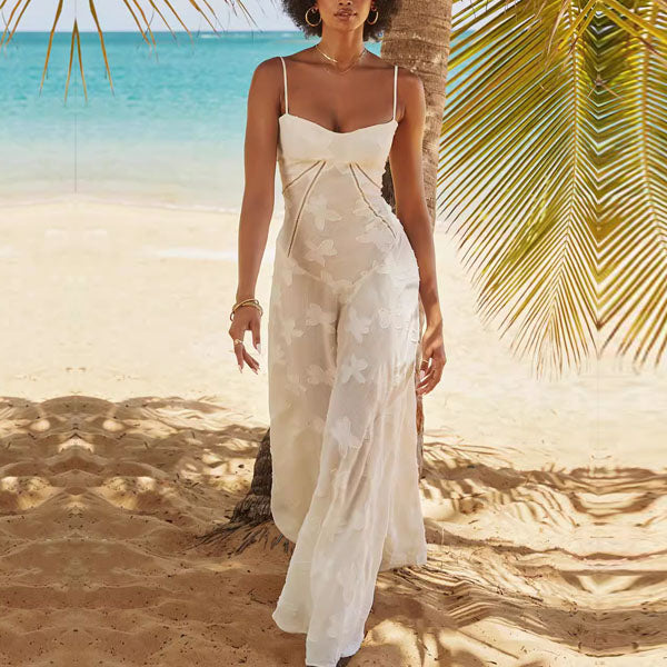 Kellisa Lace Up Flora Maxi Dress XS / Ivory Kellisa Lace Up Flora Maxi Dress XS / Ivory