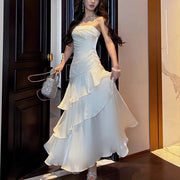 Sora Celestial Ivory Tiered Ruffles Maxi Dress