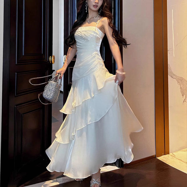 Sora Celestial Ivory Tiered Ruffles Maxi Dress