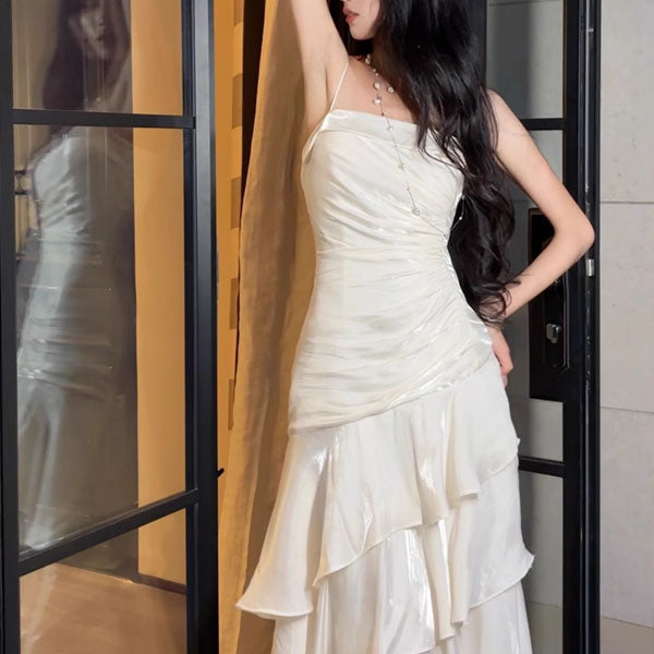 Sora Celestial Ivory Tiered Ruffles Maxi Dress