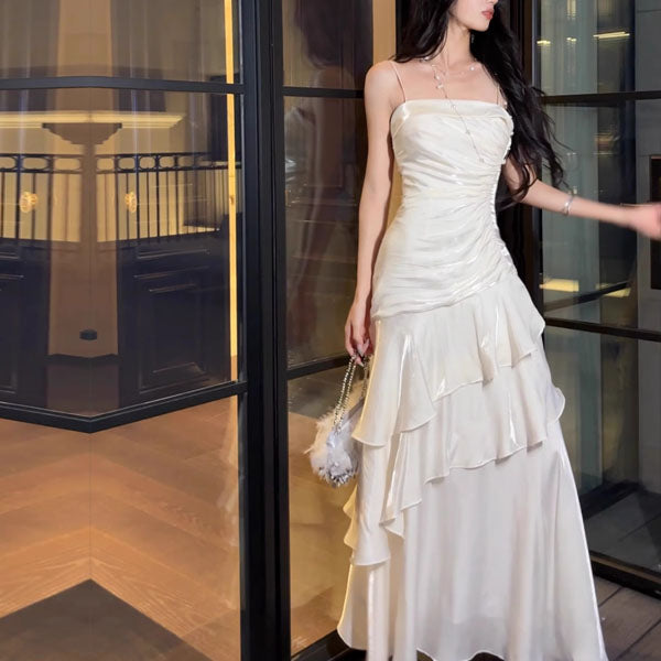 Sora Celestial Ivory Tiered Ruffles Maxi Dress