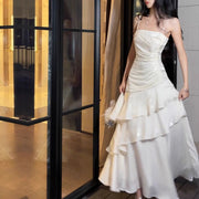 Sora Celestial Ivory Tiered Ruffles Maxi Dress