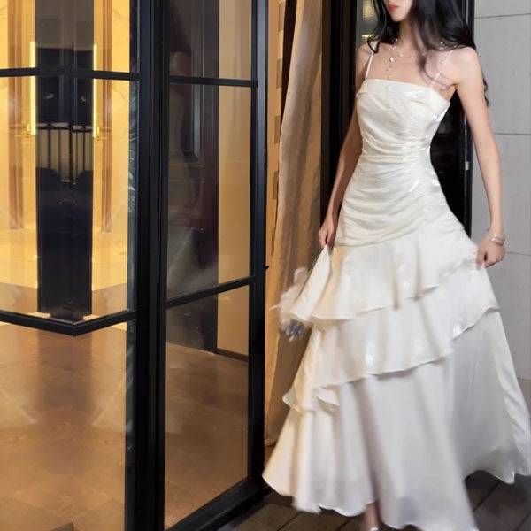 Sora Celestial Ivory Tiered Ruffles Maxi Dress