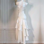 Sora Celestial Ivory Tiered Ruffles Maxi Dress