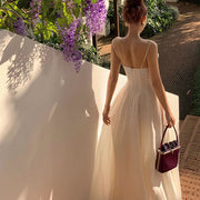 Calista White Flowy Elegance Maxi Dress