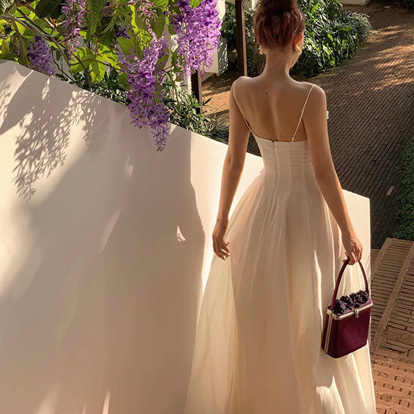 Calista White Flowy Elegance Maxi Dress