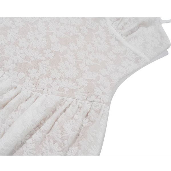 Kyuri White Texture Floral Print Maxi Dress