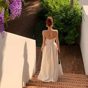 Calista White Flowy Elegance Maxi Dress