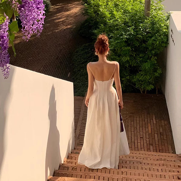 Calista White Flowy Elegance Maxi Dress
