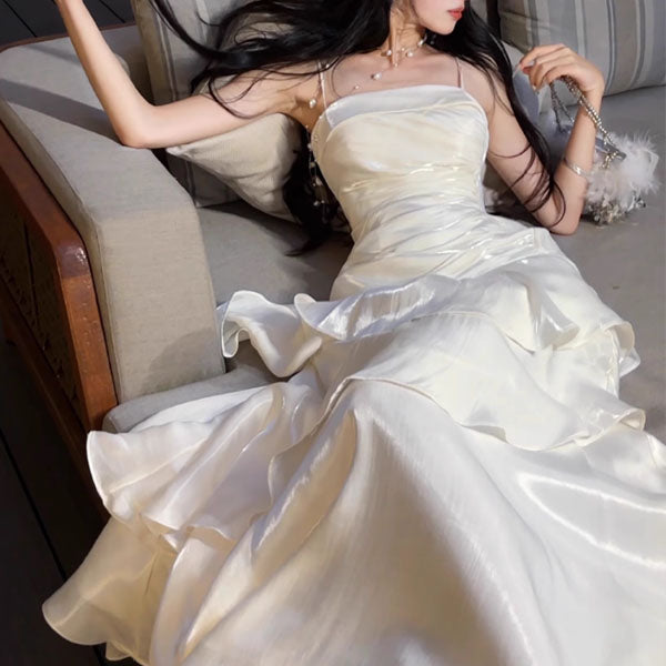 Sora Celestial Ivory Tiered Ruffles Maxi Dress