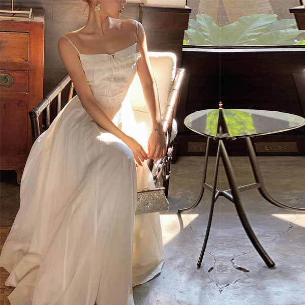 Calista White Flowy Elegance Maxi Dress