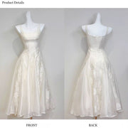 Leia Ivory Floral Appliqué A-Line Square Neckline Dress