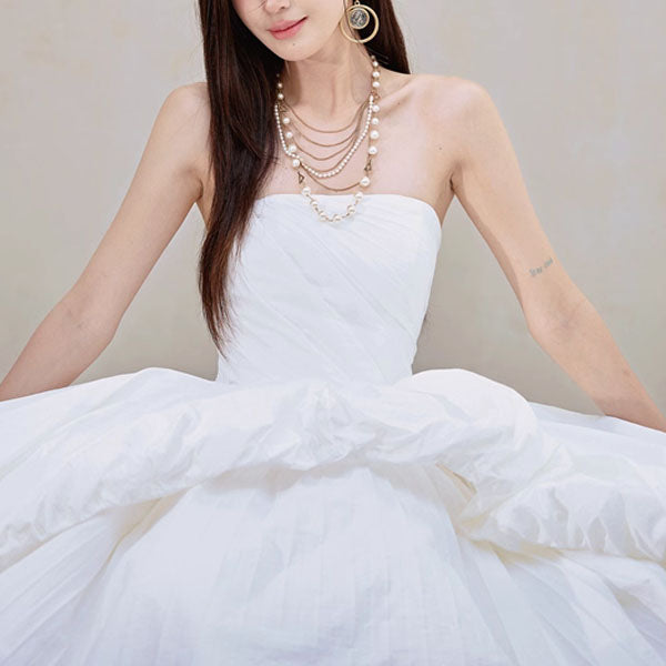 Vivienne Ethereal Strapless White Evening Dress