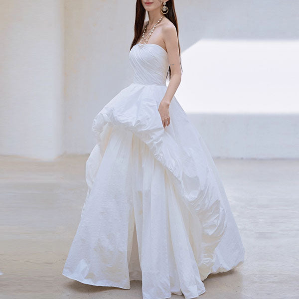 Vivienne Ethereal Strapless White Evening Dress
