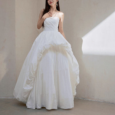 Vivienne Ethereal Strapless White Evening Dress