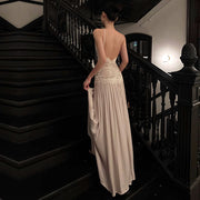 Errisa Ethereal Champagne Nude Lace Evening Dress