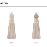 Errisa Ethereal Champagne Nude Lace Evening Dress