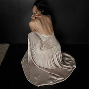 Errisa Ethereal Champagne Nude Lace Evening Dress