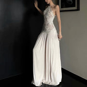 Errisa Ethereal Champagne Nude Lace Evening Dress
