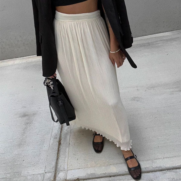 Isabelle Ivory Pleated Midi Skirt