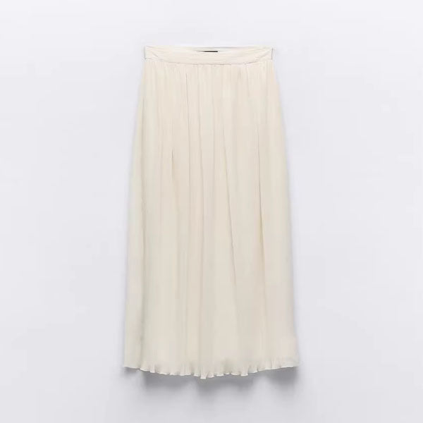 Isabelle Ivory Pleated Midi Skirt