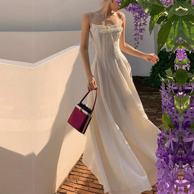 Calista White Flowy Elegance Maxi Dress