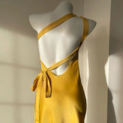 Kara Elegant Backless Satin Slip Evening Dress